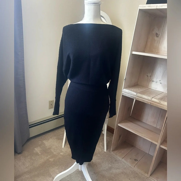 Express Stretch Rib Knit Midi Sweater Dress - Picture 5 of 11